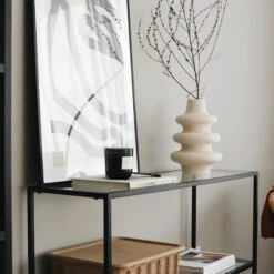 Locelso 100% Commode Van Gehard Glas | 100% Metalen Frame | Zwarte Kleur -Emob 552NOS1902 20 205 b468