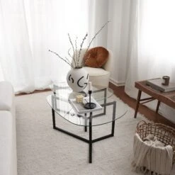 Locelso Salontafel Set | 100% Gehard Glas | 6mm Dikte | Mat Zwart -Emob 552NOS2222 20 205 46a4