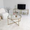 Locelso Salontafel | 4mm Gehard Glas | 100% Metalen Frame | Goud