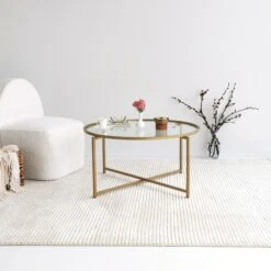 Locelso Salontafel | 4mm Gehard Glas | 100% Metalen Frame | Goud 15 Locelso Salontafel | 4mm Gehard Glas | 100% Metalen Frame | Goud -Emob 552NOS2230 20 204 5aa2