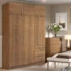 Kledingkast Tarn 137cm Met 6 Deuren & 3 Lades - Walnoot