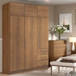 Kledingkast Tarn 137cm Met 6 Deuren & 3 Lades - Walnoot