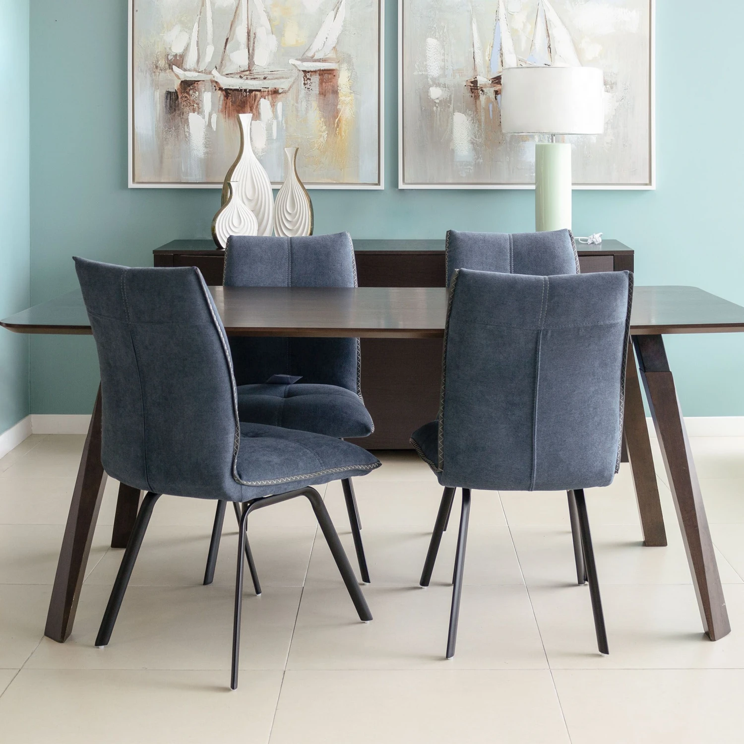 Eetkamerstoel Salerno - Blauw 2 Eetkamerstoel Salerno - Blauw - Afbeelding 2