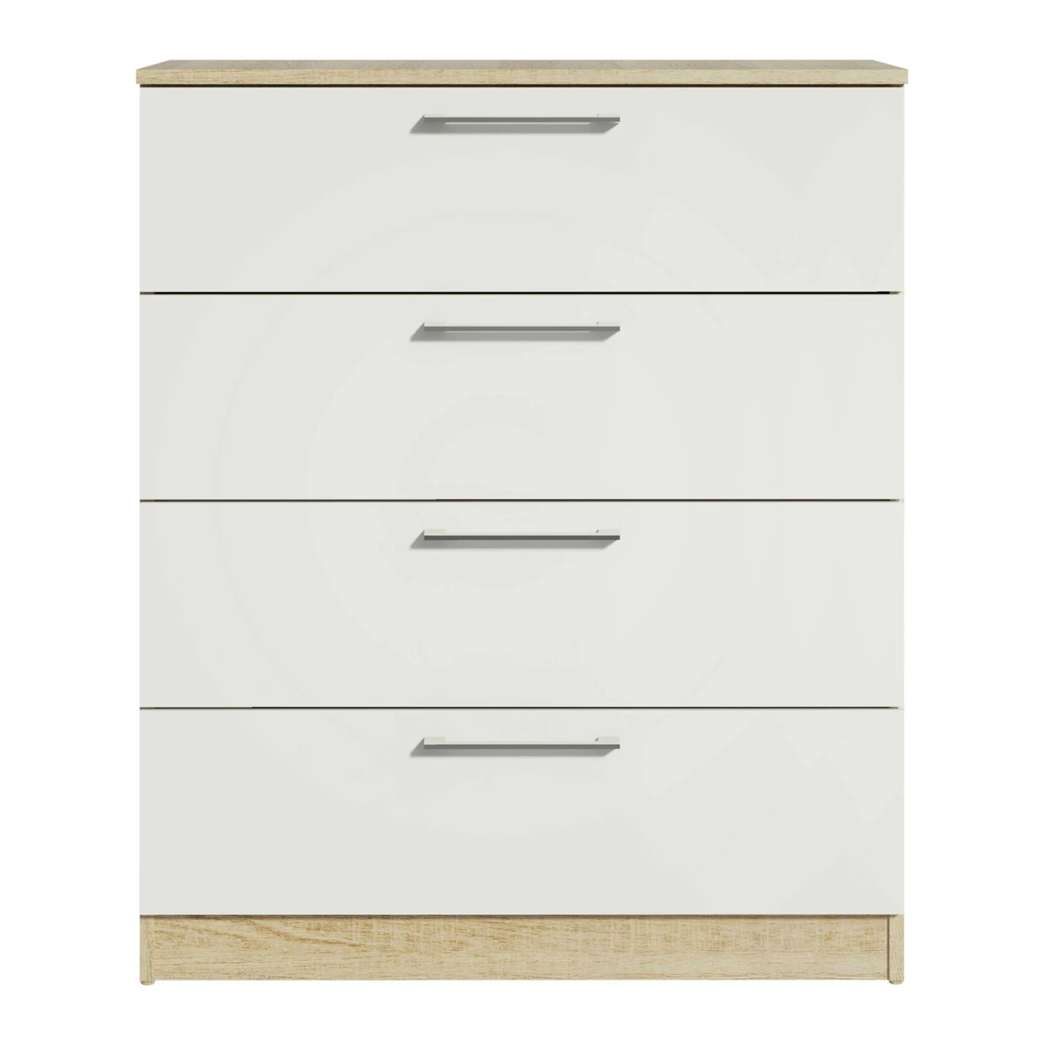 Commode Nelli 80cm 4 Lades - Wit/eik 2 Commode Nelli 80cm 4 Lades - Wit/eik - Afbeelding 2