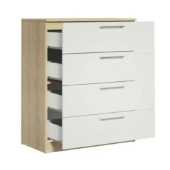 Commode Nelli 80cm 4 Lades - Wit/eik 5 Commode Nelli 80cm 4 Lades - Wit/eik -Emob 5609875133872 2 b15b