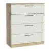 Commode Nelli 80cm 4 Lades - Wit/eik