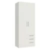 Kledingkast Tarn 80cm Met 2 Deuren & 3 Lades - Wit