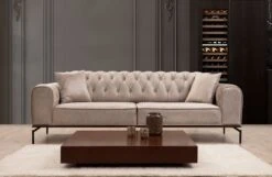 3-zits Slaapbank | Comfort En Stijl In Crème | 100% Polyester Stof