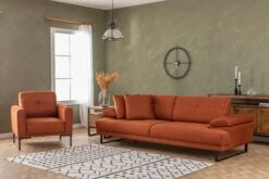 3-zits Slaapbank | Comfortabel En Stijlvol | Beukenhouten Frame | Oranje Kleur -Emob 560ARE1356 20 205 048b