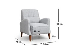 Stijlvolle En Comfortabele Vleugelstoel | Beukenhouten Frame | 100% Polyester Stof | Grijze Kleur -Emob 560ARE1701 20 203 12f3