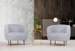 Artie Wing Chair | Beukenhouten Frame | Polyester Linnen Stof | Licht Grijs
