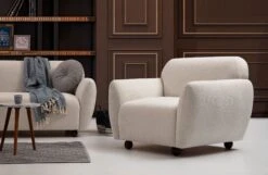 Artie Wing Chair | Beukenhout/Chipboard | Polyester Stof | Crèmekleur