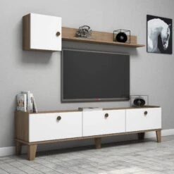 Almaren TV-meubel | 100% Melamine Laag | 18mm Dik | 178cm X 34cm | Eiken Wit