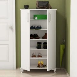 Almaren Schoenenkast | 100% Melamine Gecoat | 18mm Dikte | Wit -Emob 566BMS2109 20 203 6a10