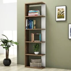 Boekenplank Almaren | 46,8 X 23,9 X 160 Cm | Walnut White