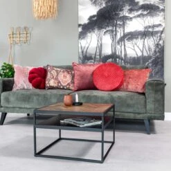 Salontafel Morena 60x60cm Visgraatmotief - Bruin/zwart