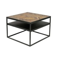 Salontafel Morena 60x60cm Visgraatmotief - Bruin/zwart -Emob 6064 C840 3 6852