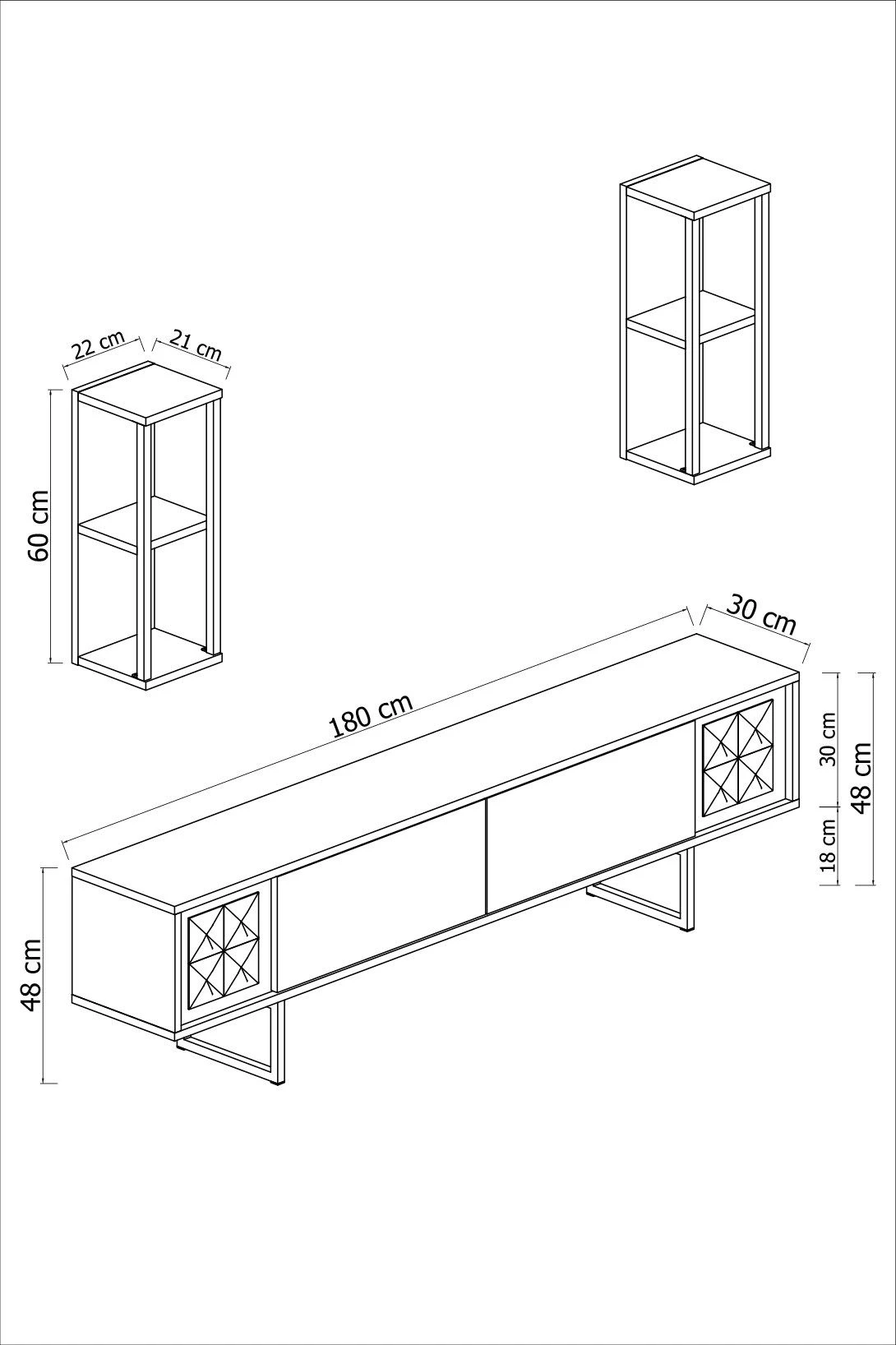 Modieus 180 Cm TV-meubel | Walnoot Zwart 3 Modieus 180 Cm TV-meubel | Walnoot Zwart - Afbeelding 3