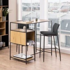 Bartafel Dover 120x60cm - Zwart/wilde Eik