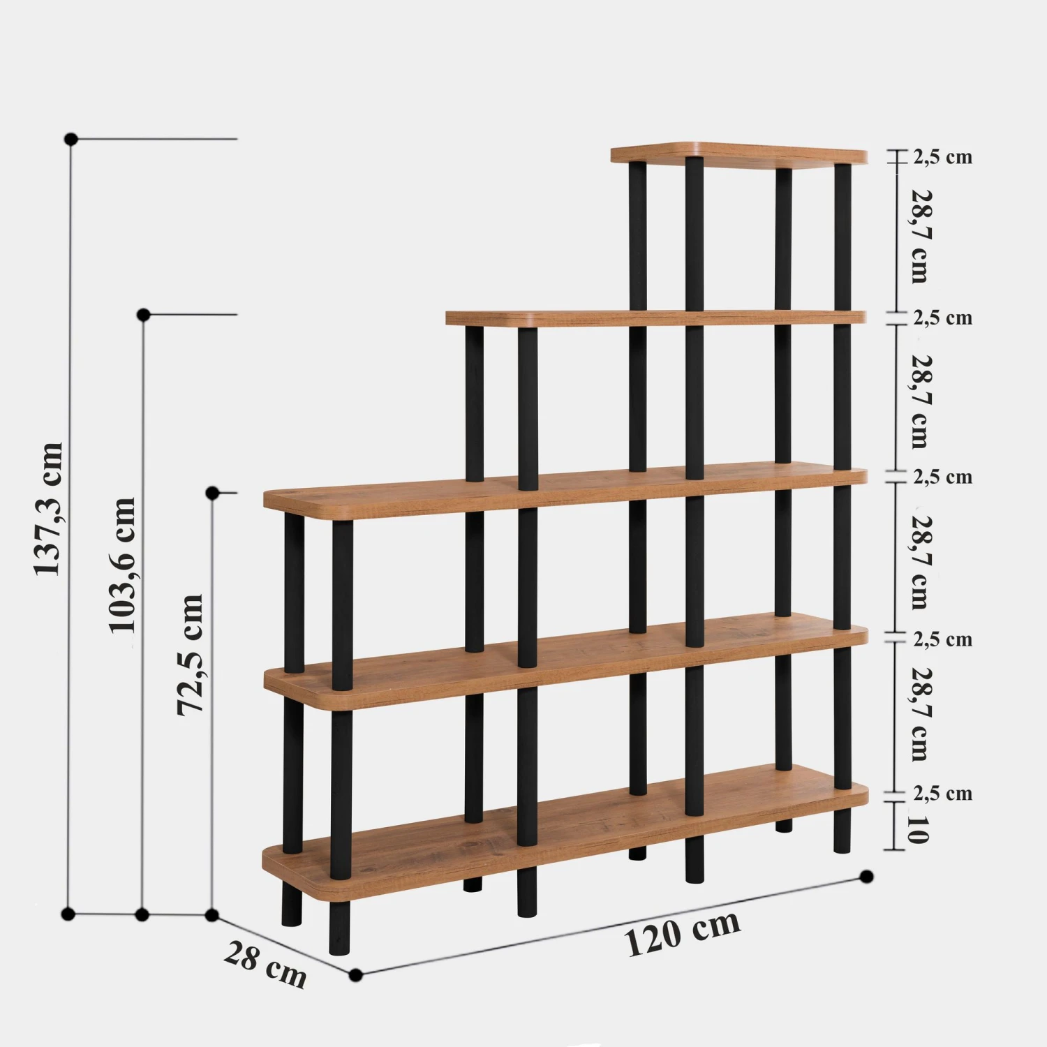Dora Boekenplank | 100% Melamine | 25mm Dikte | Zwart Atlantic Pine 3 Dora Boekenplank | 100% Melamine | 25mm Dikte | Zwart Atlantic Pine - Afbeelding 3