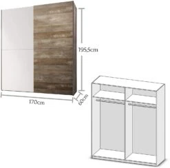 Kledingkast Petrus 170cm Met 2 Schuifdeuren - Wit/drijfhout -Emob 711wBHziLUL. AC SL1500 775b