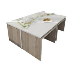 Houten Kunst Salontafel Set | 18mm Dik | Wit Cordoba -Emob 731WAT2802 20 203 9cc4