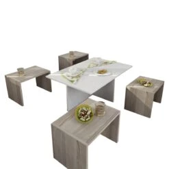 Houten Kunst Salontafel Set | 18mm Dik | Wit Cordoba -Emob 731WAT2802 20 204 13ed