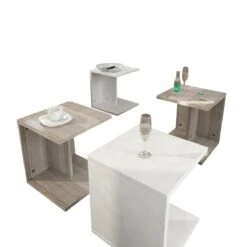 Houten Kunst Salontafel Set | 100% Melamine Gecoat | 18mm Dikte | Cordoba Wit -Emob 731WAT2813 20 204 e070