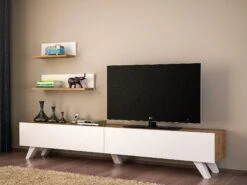 18 Mm Houten Kunst TV-meubel | Wit Notenhout | 100% Melamine Gecoat