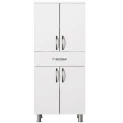 Wooden Art Badkamerkast | 100% Gemelamineerd Spaanplaathout | 31,50 X 59,40 X 140 Cm | Wit -Emob 731WAT3910 3 b2d8