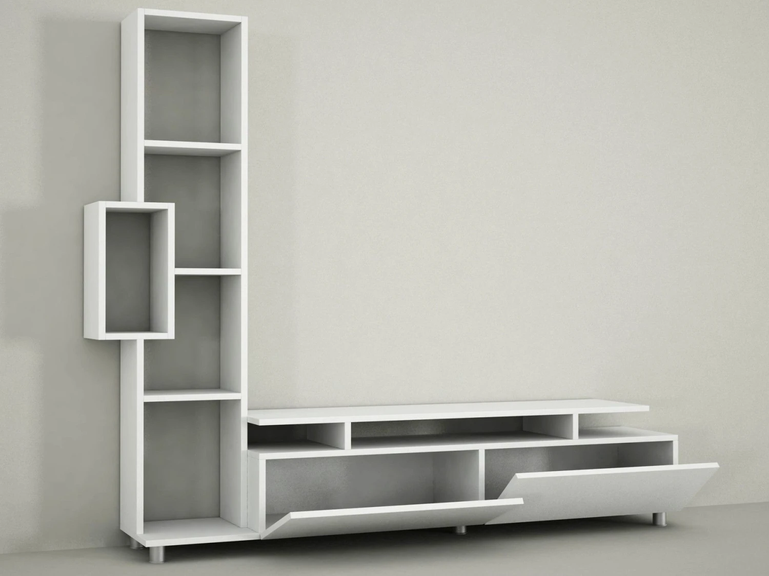 TV-meubel MELAMINE | Woody Mode | 160x166 | Wit 3 TV-meubel MELAMINE | Woody Mode | 160x166 | Wit - Afbeelding 3