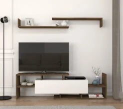 Stijlvol TV-meubel | Woody Mode | 18mm | 100% Melamine | Wit Notenhout