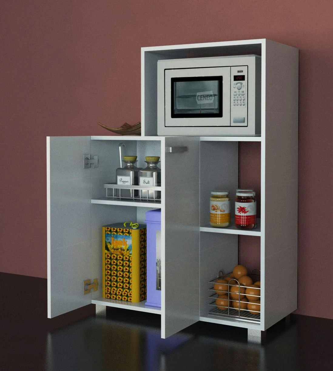 Woody Fashion Keukenkastje - 90x42x123 Cm - Wit 3 Woody Fashion Keukenkastje - 90x42x123 Cm - Wit - Afbeelding 3