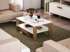 Furny Home 100% Melamine Gecoate Salontafel - Wit Notenhout