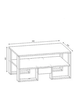 Furny Home 100% Melamine Gecoate Salontafel - Wit Notenhout -Emob 756FRN2804 20 203 303f