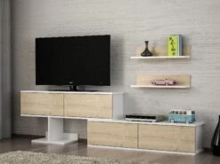 Furny Home TV-meubel | 210cm Breedte | 18mm Dikte | Wit Saffier