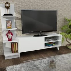 Furny Home TV-meubel | 100% Melamine Laag | 18mm Dikte | 140cm Breedte | Wit