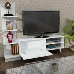 Furny Home TV-meubel | 100% Melamine Laag | 18mm Dikte | 140cm Breedte | Wit -Emob 756FRN3010 20 202 5e23
