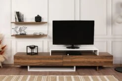 Furny Home TV-meubel | 100% Gemelamineerd Board | 180 Cm Breedte | Wit Teakhout