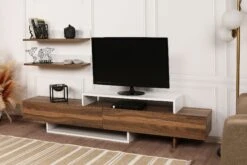 Furny Home TV-meubel | 100% Gemelamineerd Board | 180 Cm Breedte | Wit Teakhout -Emob 756FRN3042 20 202 7d3f