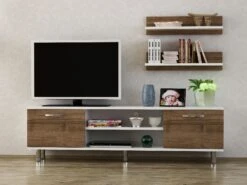 Furny Home TV-meubel | 18mm Dikte | 150cm Breedte | Wit Notenhout