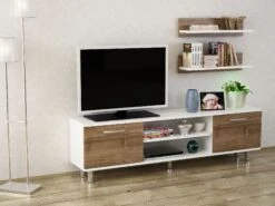 Furny Home TV-meubel | 18mm Dikte | 150cm Breedte | Wit Notenhout -Emob 756FRN3050 20 202 67c5