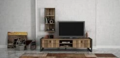 Furny Home TV-meubel | 18mm Dikte | Notelaar | Metalen Poten