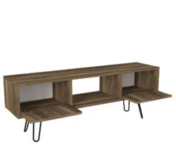 Furny Home TV Stand | 100% Melamine | 18mm Dikte | Metalen Poten | 120x43cm | Notelaar -Emob 756FRN3059 20 205 2136