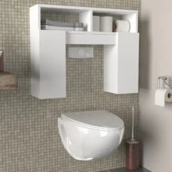 Furny Home Badkamerk- En Toiletkast | 100% Gemelamineerd Spaanplaathout Van 18 Mm Dik | 19,5 X 76,2 X 60,8 Cm | Wit