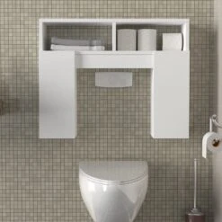 Furny Home Badkamerk- En Toiletkast | 100% Gemelamineerd Spaanplaathout Van 18 Mm Dik | 19,5 X 76,2 X 60,8 Cm | Wit -Emob 756FRN3908 2 8261