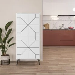 Woody Fashion Multifunctionele Kast | 100% Melaminegecoat Met Spaanplaathout Van 18 Mm Dik | 35 X 62 X 136 Cm | Kleur: Wit -Emob 776HMS1307 20 2011 336f