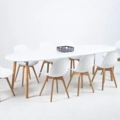 Verlengbare Eettafel Benjamin 170/270x100cm - Wit/ Eik