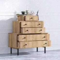 Elegance Dressoir | Melamine Coating | Metalen Poten | Eiken Zwart -Emob 793ELG3402 20 202 2826