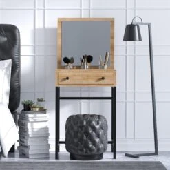 Mary Make-up Tafel | Melamine Coating | Metalen Poten | Eiken Zwart 6 Mary Make-up Tafel | Melamine Coating | Metalen Poten | Eiken Zwart -Emob 793ELG4102 20 202 c353